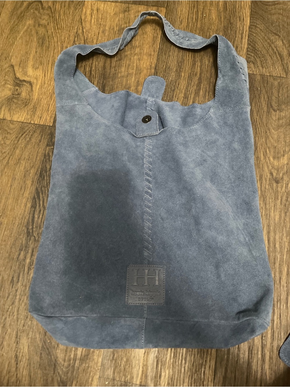 Haute Hippie Blue Suede Leather Hobo Shoulder Tote Bag